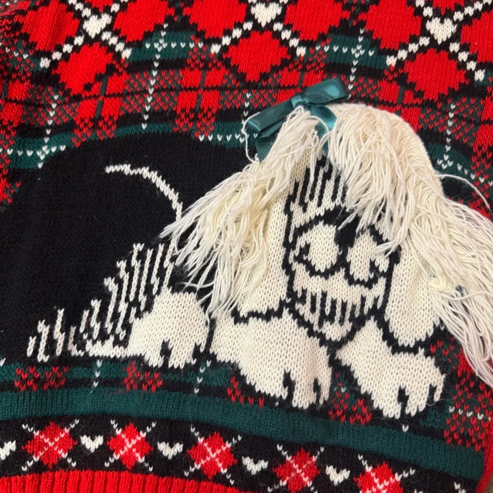 Vintage Heartworks Red and Black Holiday Dog Sweater w/ Skirt Set EUC Medium 5/6